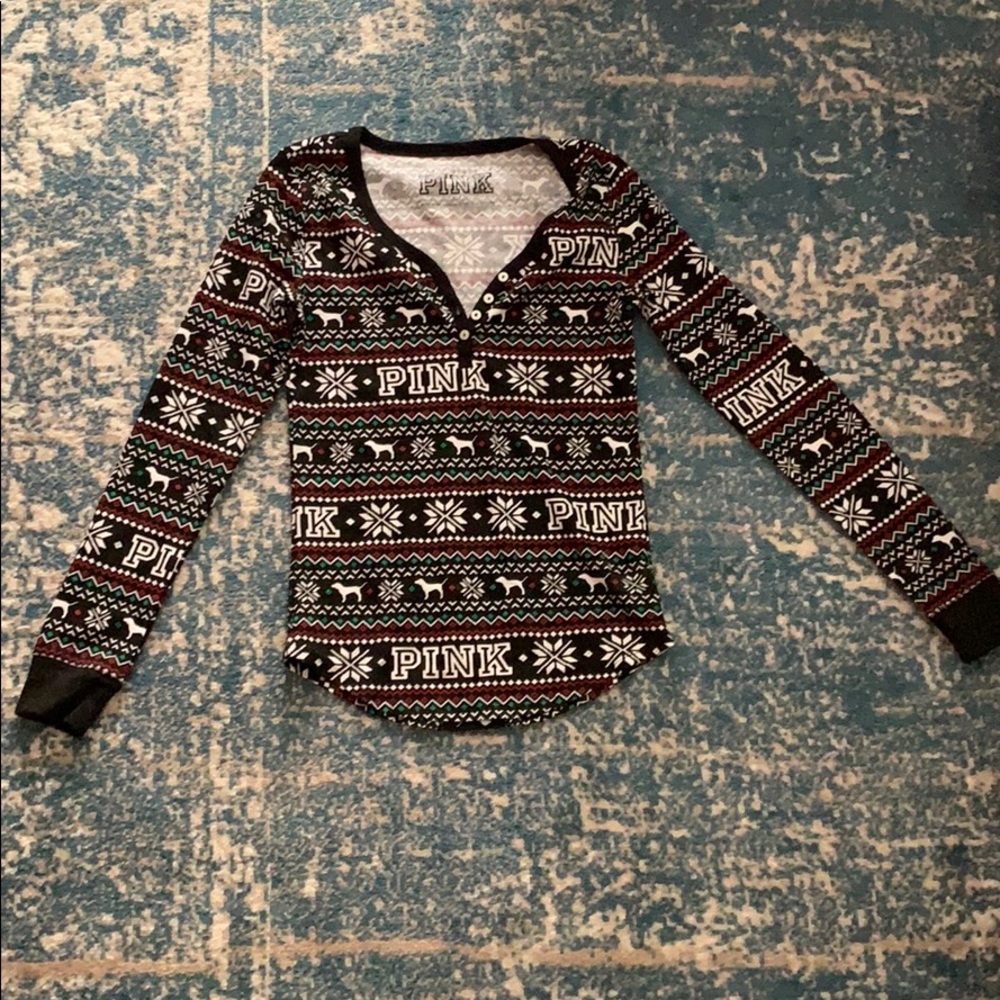 •PINK HOLIDAY LONG SLEEVE TOP•